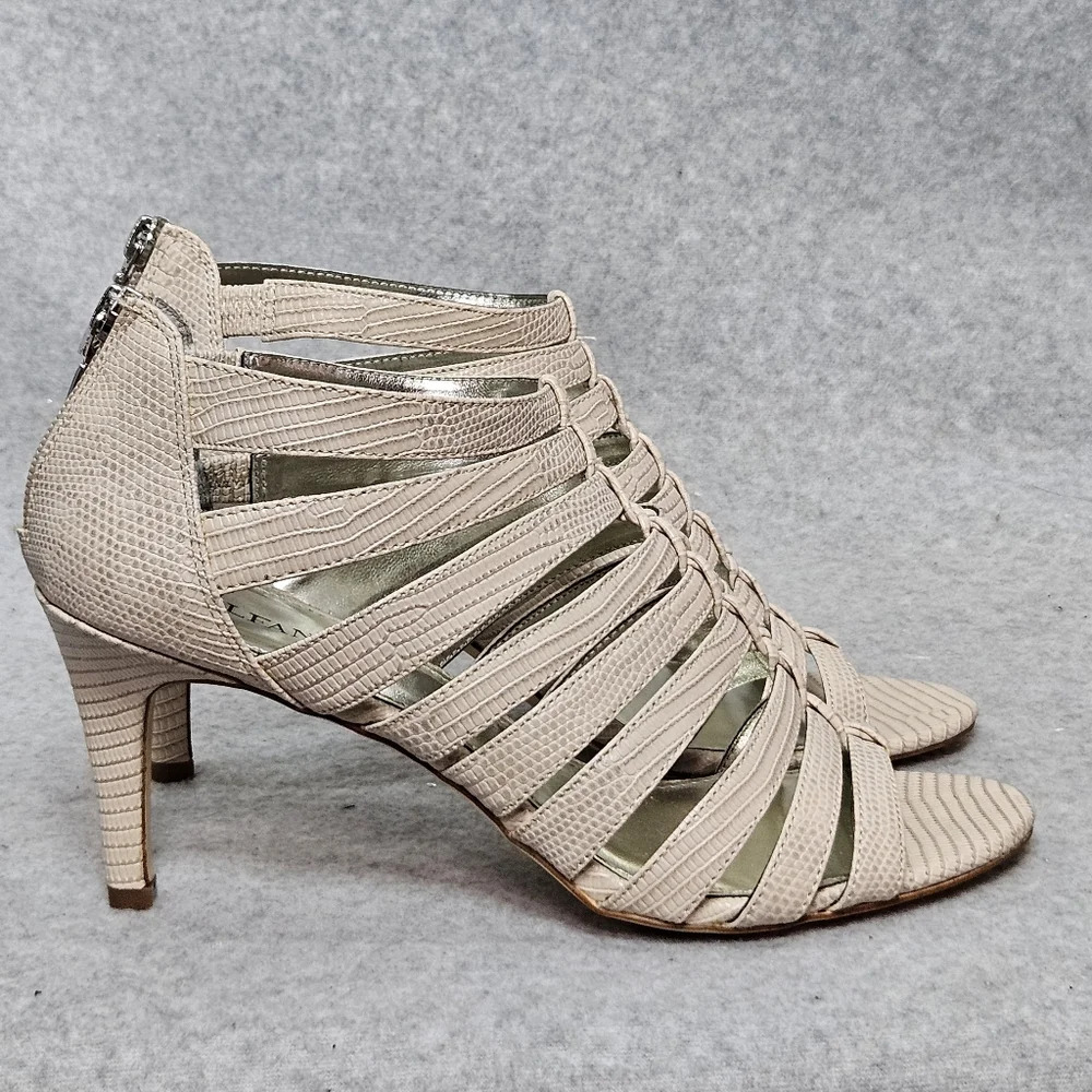 Alfani Menny City Sandal Strappy Beige Gladiator Heel Peep‎ Toe Women's 8.5